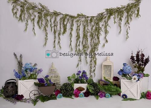 Kate Purple and Blue Garden Backdrop Designed by Melissa King
