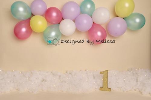 Kate Pastel Balloons Birthday Backdrop Designed by Melissa King