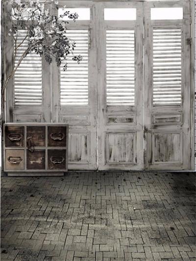 Kate Wood White Door Backdrops Dark Brick Floor Indoor