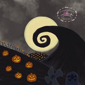 Kate Children Halloween Pumpkin garden nightmare Backdrop Designed by Leann West