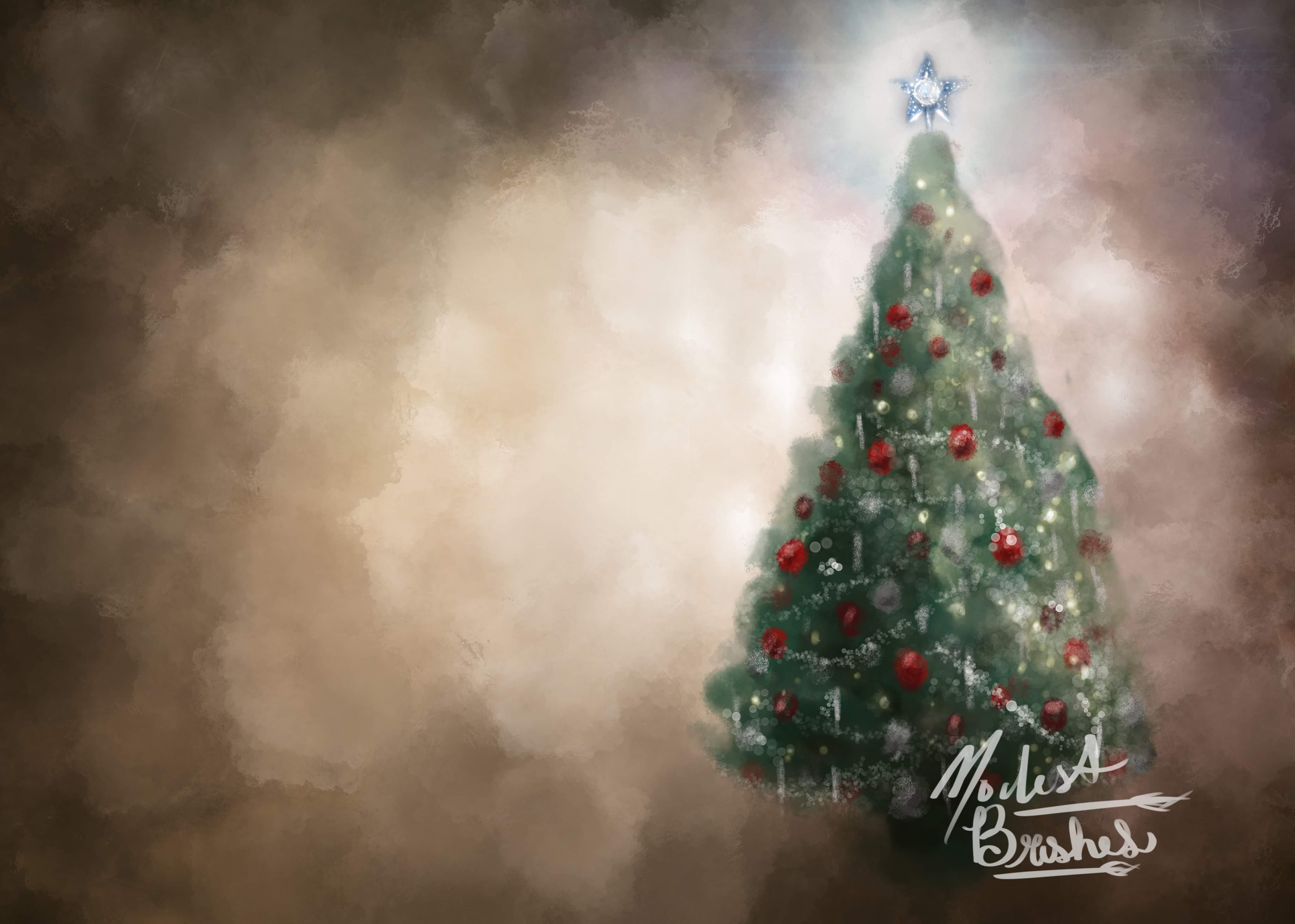 Rustic Christmas Tree Brown Backdrop