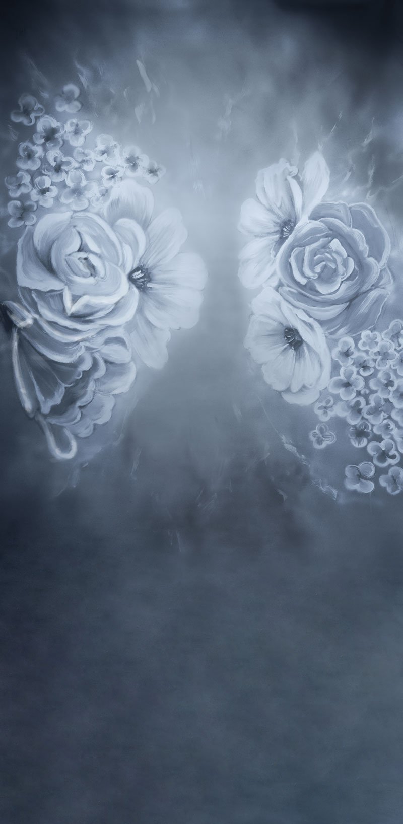 Kate Sweep Denim Blue Florals Backdrop for Photography -UK
