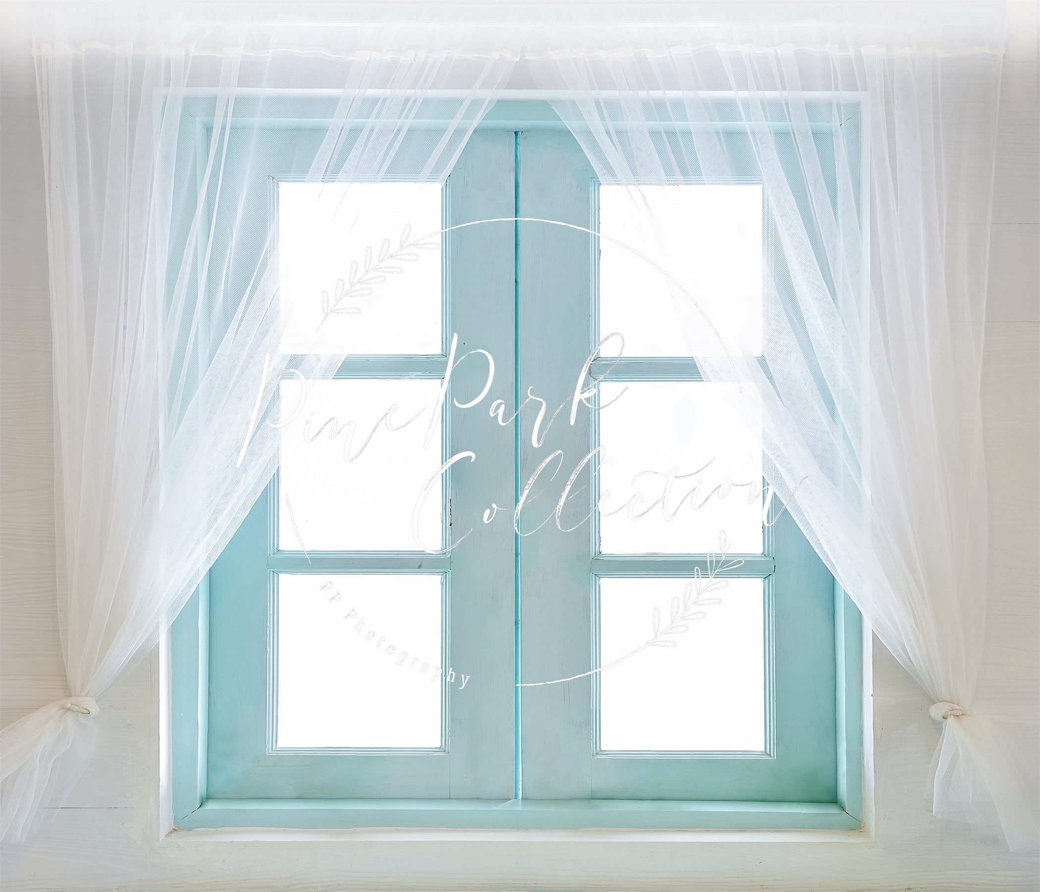 Kate Teal Window Doors Backdrop Designed by Pine Park Collection