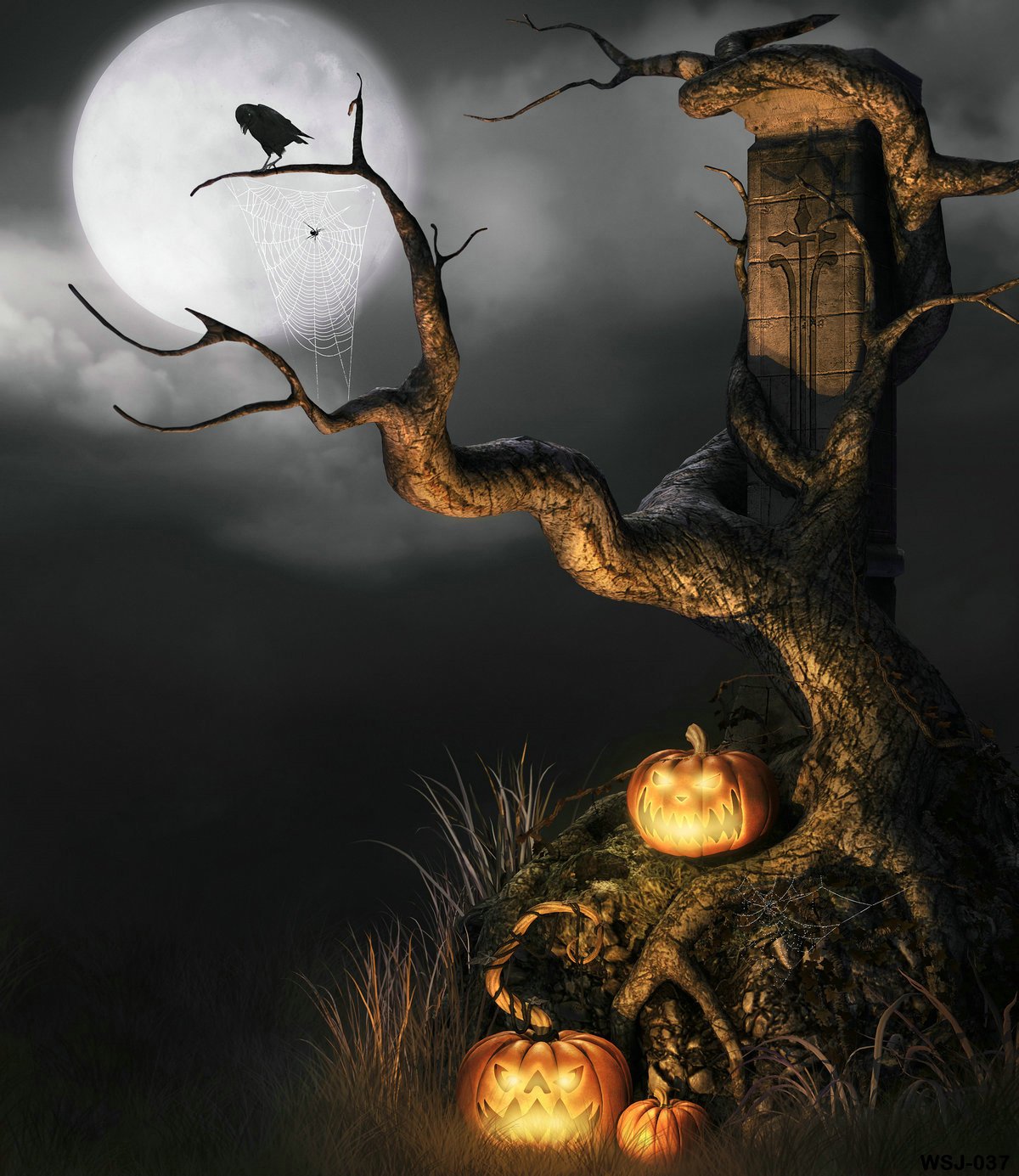 Kate old tree horrible night totem backdrop for Halloween Photography - Kate backdrop UK