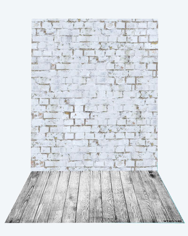 Kate Retro White Brick Wall backdrop + Gray Wood Floor Mat for Photography - Kate backdrop UK