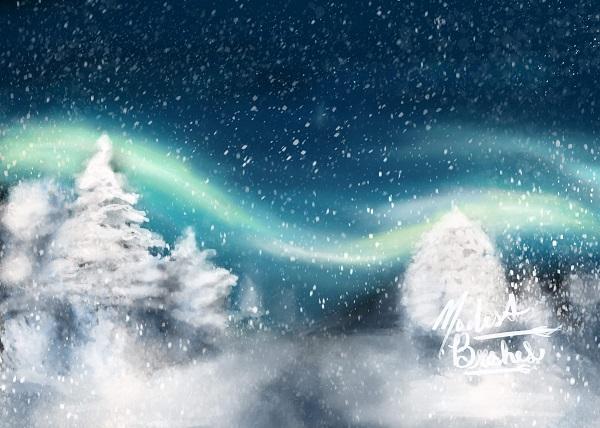 Winter Christmas Aurora Backdrop