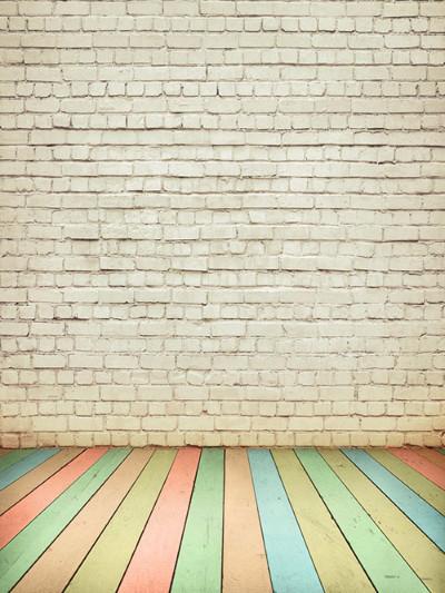 Katebackdrop£ºKate White Brick Backdrop Colored Wood Floor For Photography