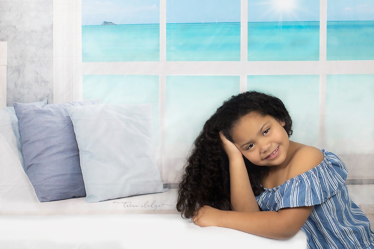 Kate Sea View Outside Window Summer Backdrop Designed by JFCC -UK