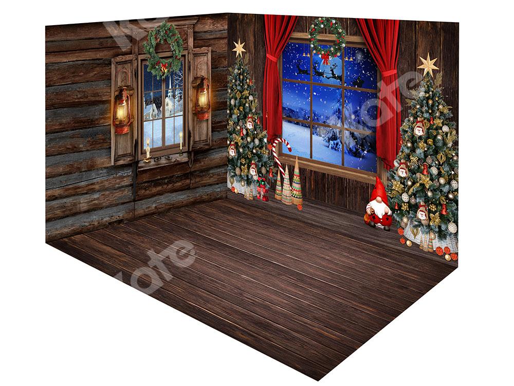 Kate Christmas Trees Indoor Windows Backdrop Room Set -UK