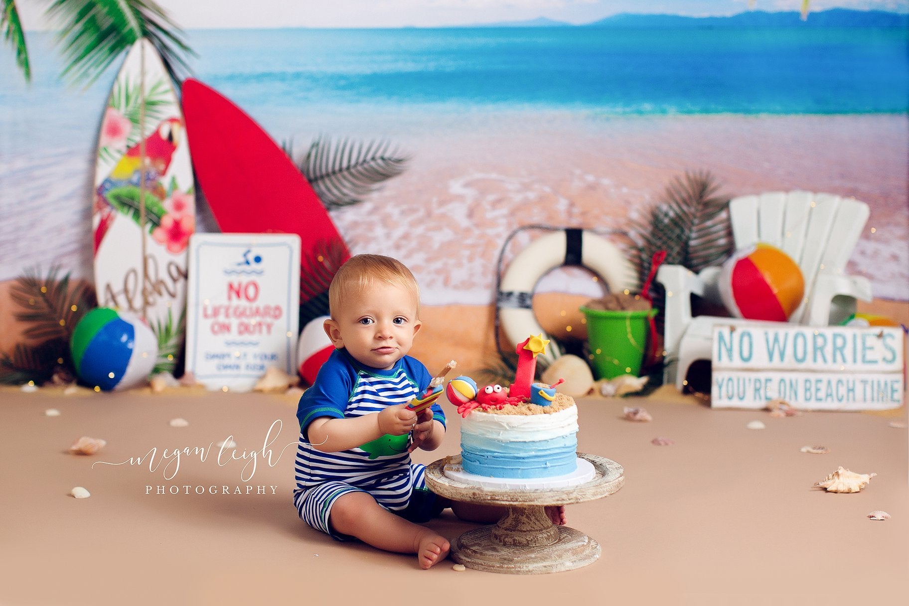 Kate Beach Day Sea Summer Backdrop for Photography Designed by Megan Leigh Photography -UK