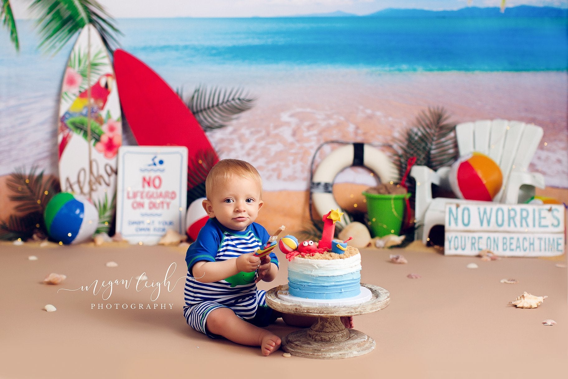 Kate Beach Day Sea Summer Backdrop for Photography Designed by Megan Leigh Photography