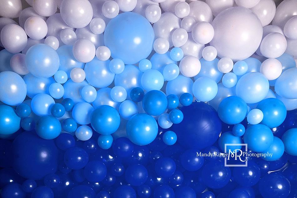 Kate Blue Balloon Wall Children Backdrop Designed by Mandy Ringe Photography