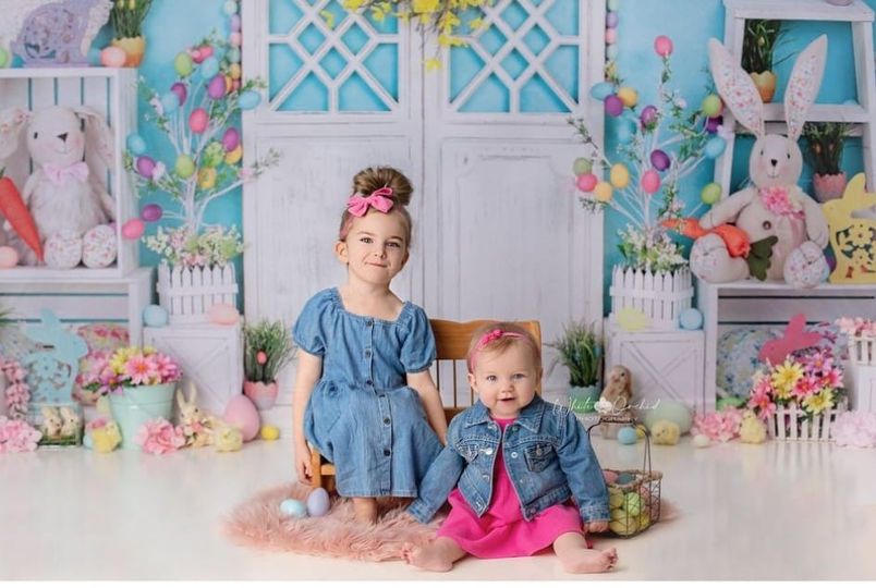 Kate Barn Door Easter Colorful Egg Cake Smash Backdrop for Photography -UK