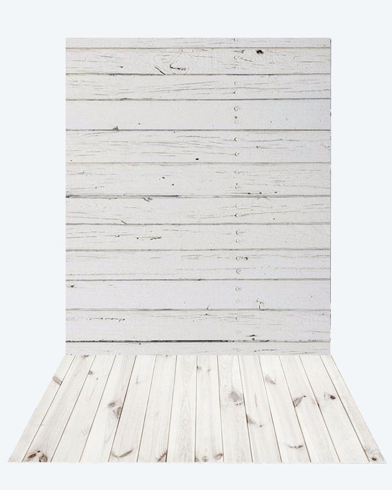 Kate retro milk wood Wall + White Wooden floor mat - Kate backdrop UK