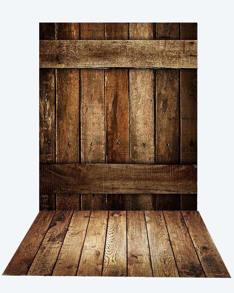Kate dark barn wood wall + Dark brown floor mat - Kate backdrop UK