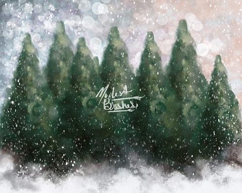 Kate Dazzling Winter Snowy Forest Backdrop for Photography Designed by Modest Brushes