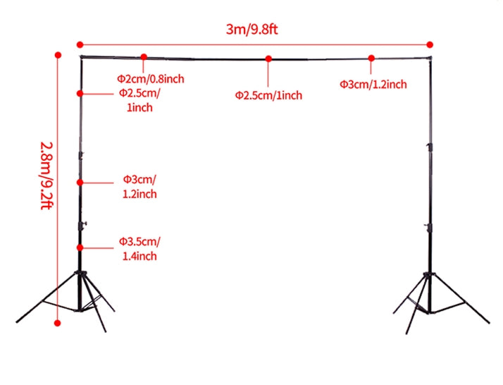Kate 3x2.8m Frame Kit both for Fabric Backdrop and Double-side Pop-up backdrop( including 4 fish mouth clips + 4 stretch clips + E vigorous clip)