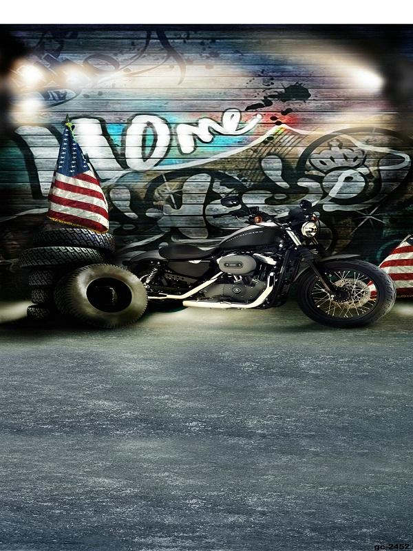 Katebackdrop£ºKate Dark Graffiti wall Backdrop Motorcycle Background
