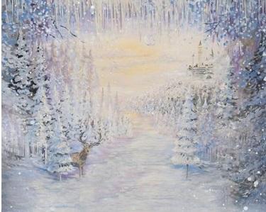 Katebackdrop£ºKate Hand Painting Frozen Forest Deer Winter Backdrop