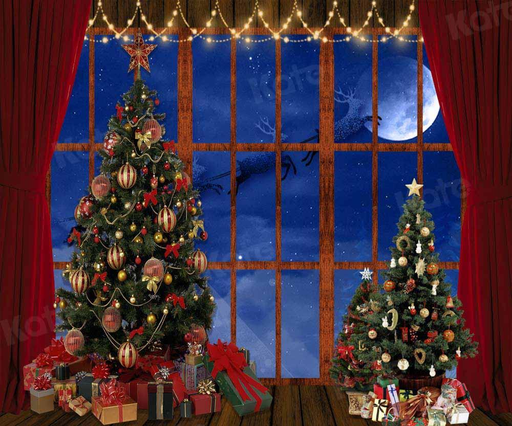 Kate Christmas Trees Window Elk Moon Backdrop Designed by Chain Photography