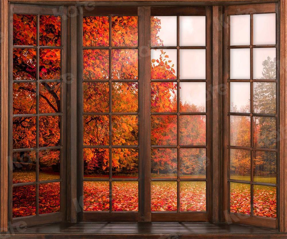 Kate Autumn Fallen Leaves Backdrop Window for Photography -UK