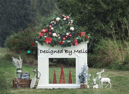 Kate Christmas Fireplace Backdrop Designed by Melissa King