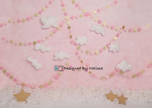 Kate Cake Smash Backdrop Pink & Gold Stars Designed by Melissa King