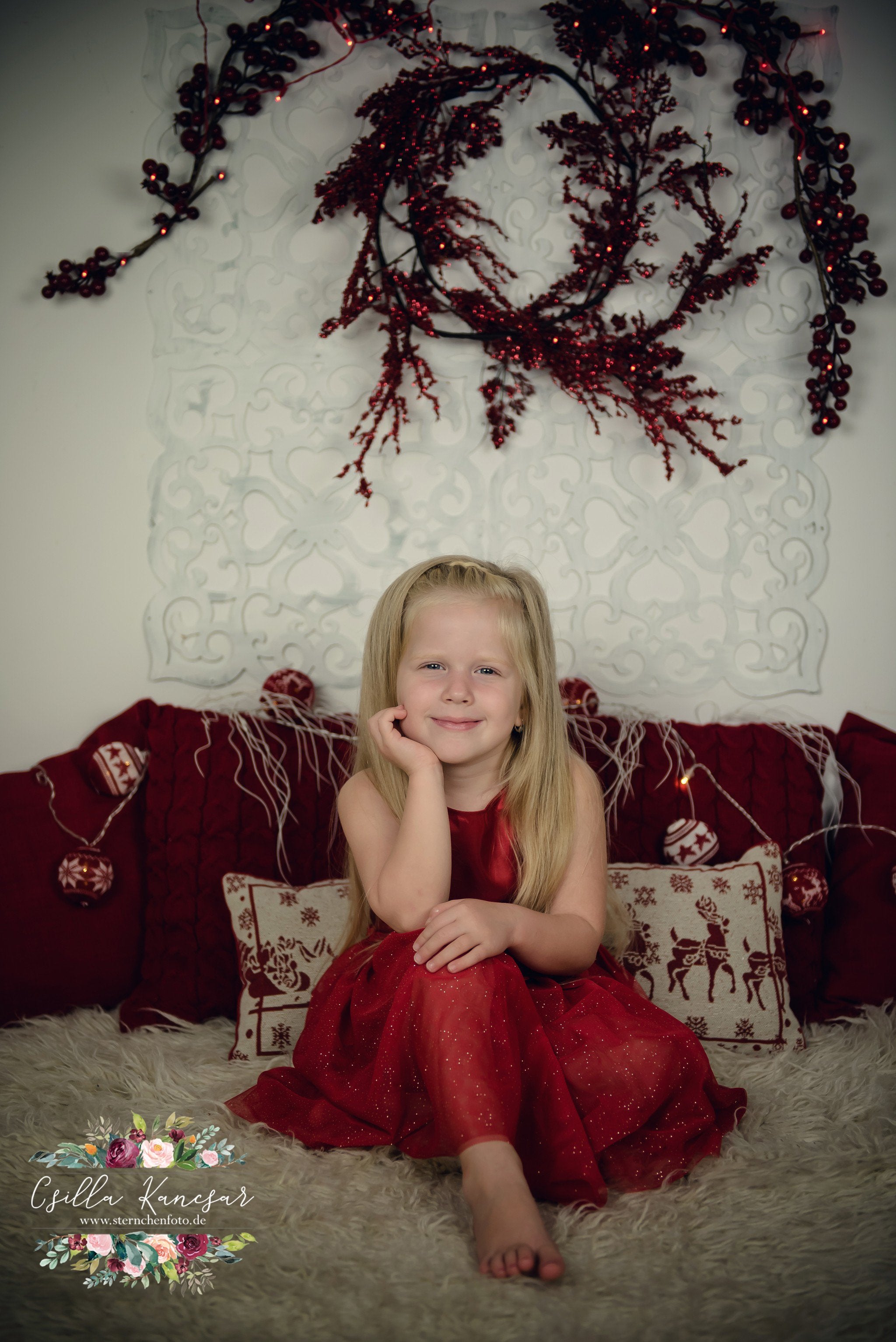 Kate Headboard Red Backdrop Designed by Csilla Kancsar -UK