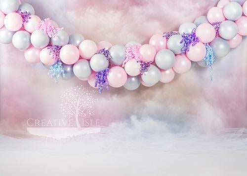 Kate Pastel Clouds Balloons Backdrop Designed by Chrissie Green -UK