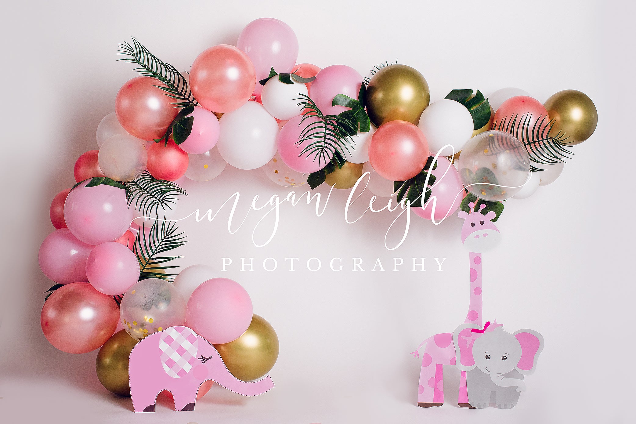Kate Pink Safari Balloons Birthday Backdrop Designed by Megan Leigh Photography -UK