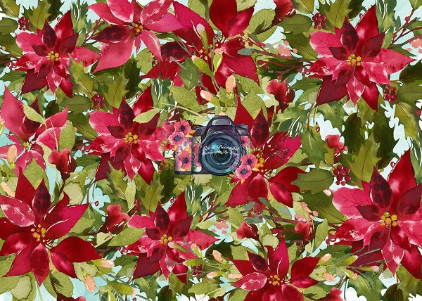  Red Poinsettias Floral Backdrop