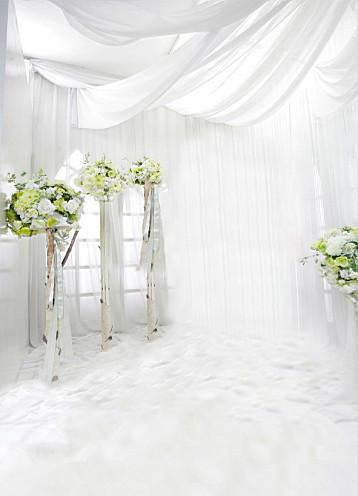 Katebackdrop£ºKate Wedding Backdrops Green Flowers White Wall Floor Background Photography