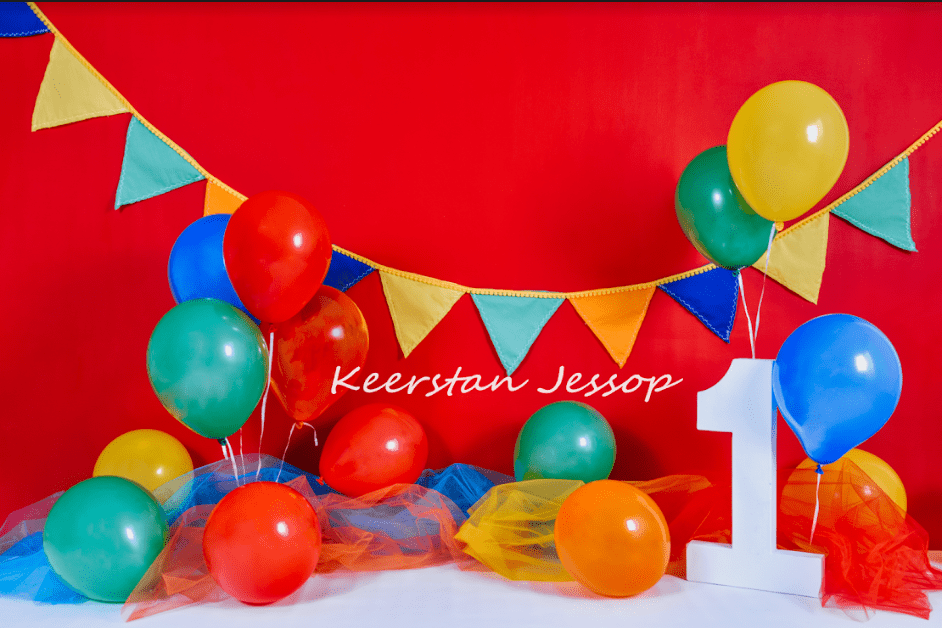 Kate Primary 1st Birthday Backdrop for Photography Designed by Keerstan Jessop